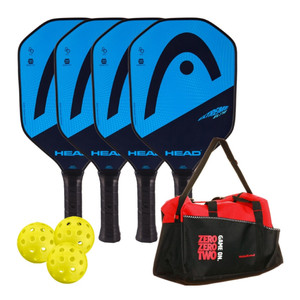 HEAD Extreme Elite Composite Paddle Bundle, includes four paddles, three outdoor pickleballs, and duffle bag.