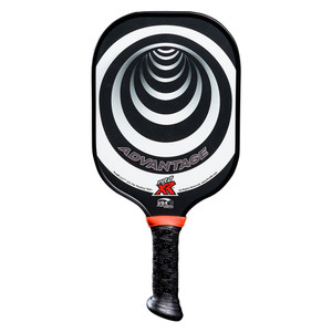 The ProXR Advantage Composite Pickleball Paddle features a black and white graphical design, and ergonomic XR-23 handle.