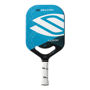 Front view of the Selkirk LUXX Control Air Epic Pickleball Paddle, shown in Blue.